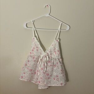 SHEIN Floral Print Knot Front Cami Top